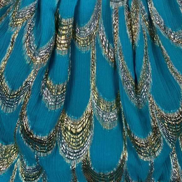 Trina Turk Peacock Metallic Sheath Dress Size 6 - Picture 6 of 8